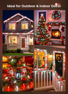 138ft 200 LED C9 Strawberry Solar Christmas Lights Outdoor, Red & White, Timer & 8 Modes