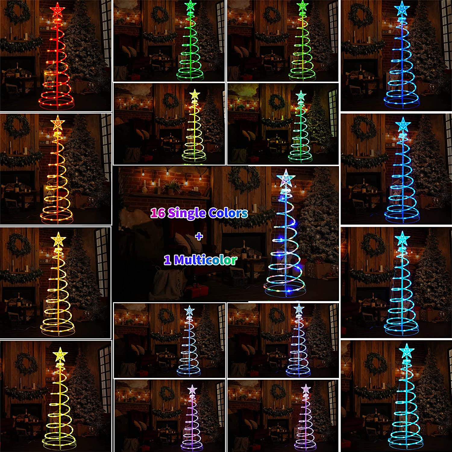 Christmas LED Spiral Tree Lights, 16 colors with Remote – Brightown Decor