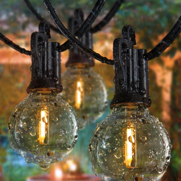 Outdoor String Lights - 2 Pack, 25 FT, G40 Shatterproof Bulbs