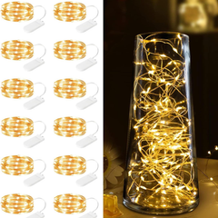 12 Pack 7FT 20 LED Battery Operated Silver Wire Firefly Starry Moon Lights for DIY Crafts