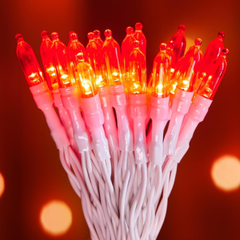 Battery Operated Christmas String Lights - 8ft, 20 LED Red