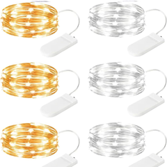 Battery Operated Fairy Lights - 6 Pack, 7 FT, 20 LED, Waterproof