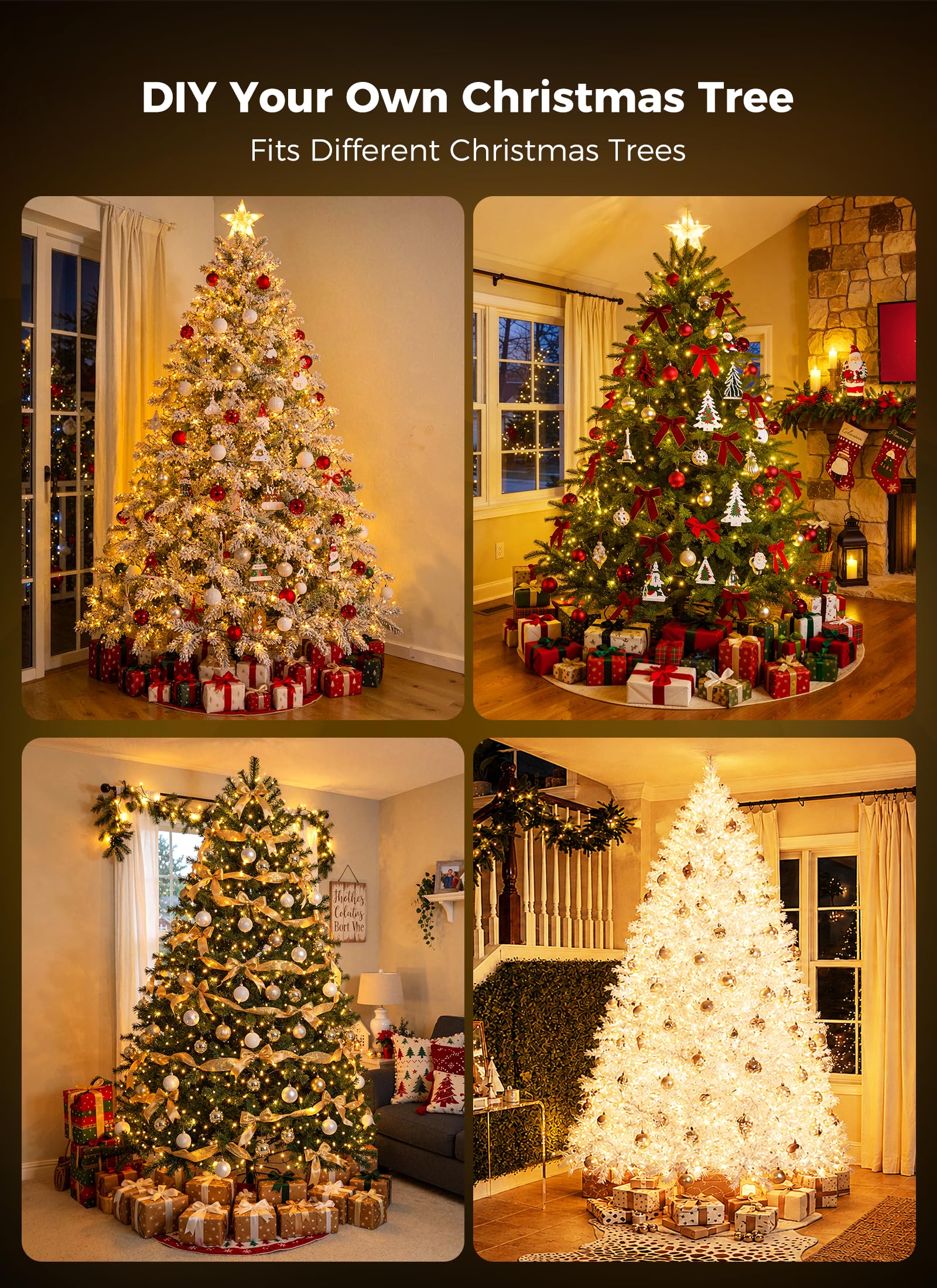 1000 LED 50FT Christmas Firecracker Cluster Lights, 12 Modes Timer Remote