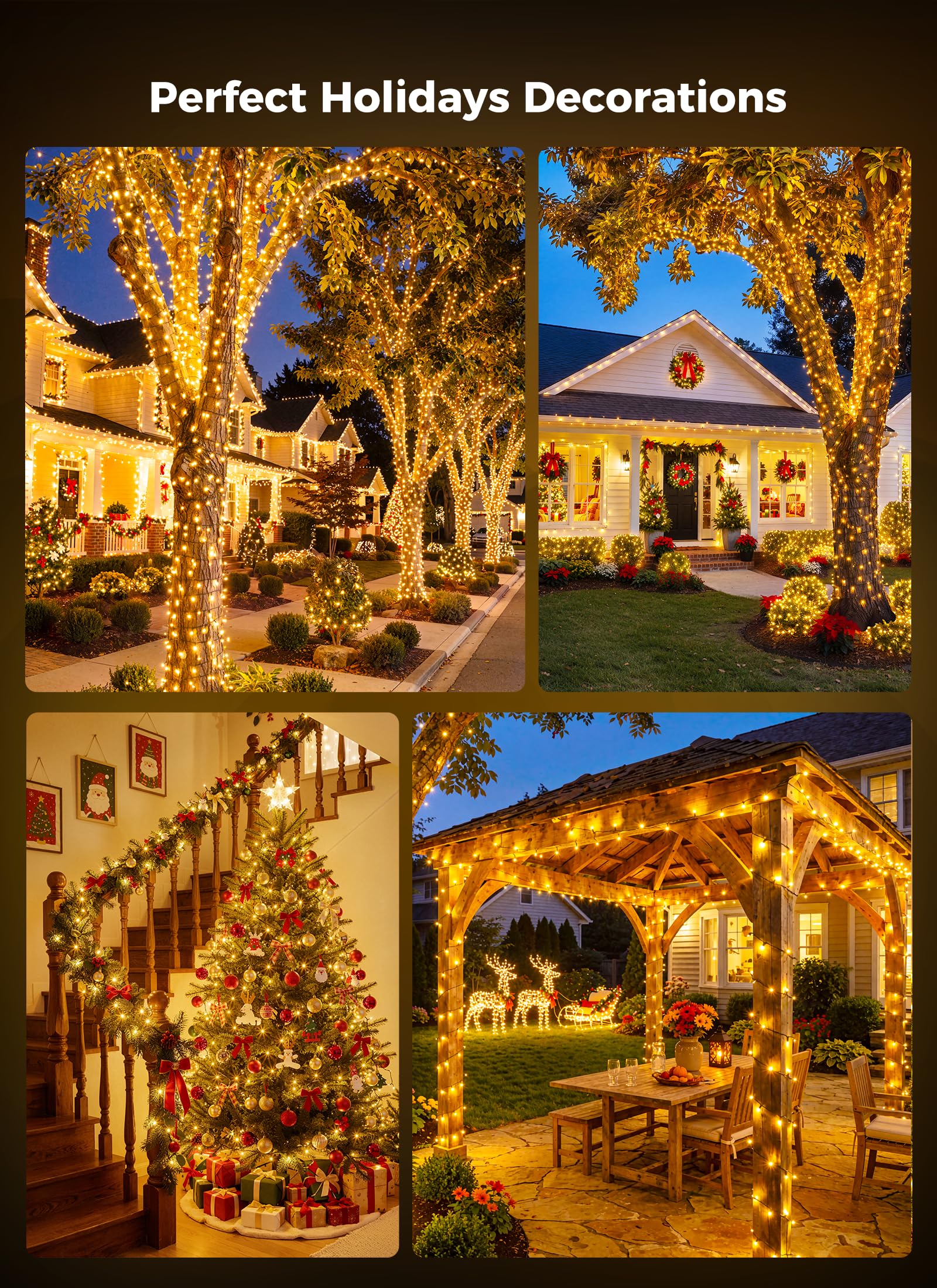 1000 LED 50FT Christmas Firecracker Cluster Lights, 12 Modes Timer Remote