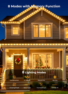 138ft 200 LED C9 Strawberry Solar Christmas String Lights Outdoor, Warm White, Timer & 8 Modes