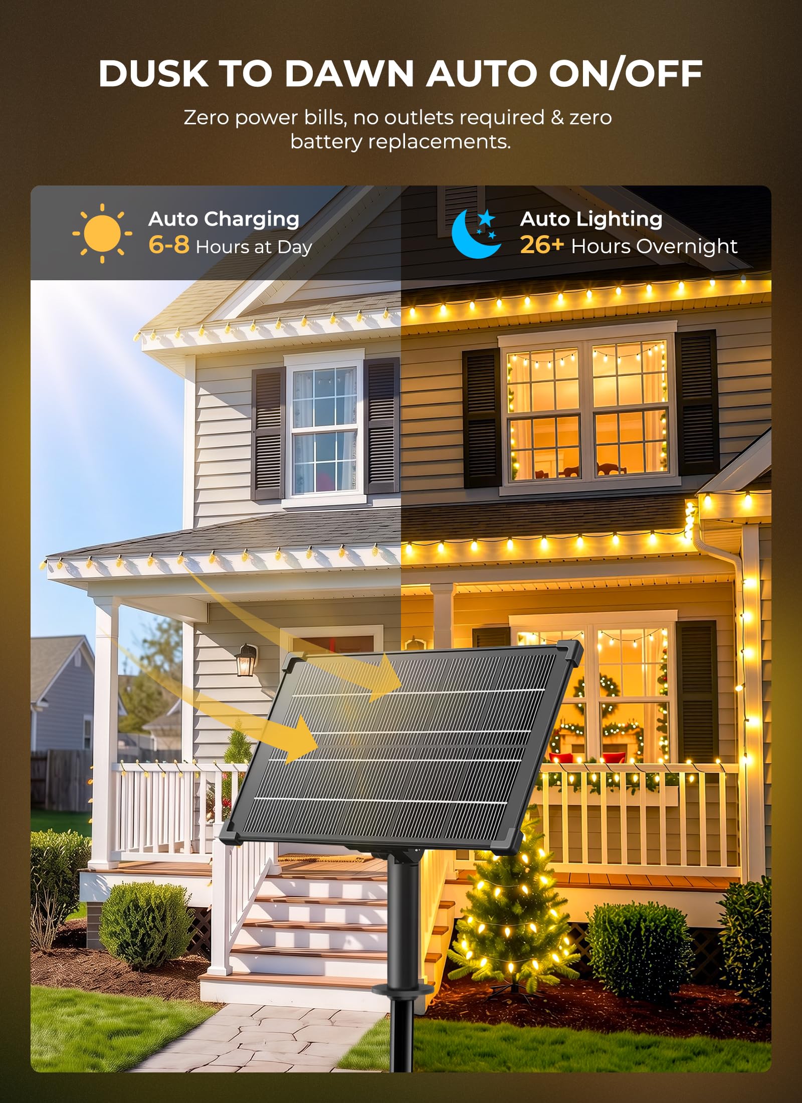 138ft 200 LED C9 Strawberry Solar Christmas String Lights Outdoor, Warm White, Timer & 8 Modes