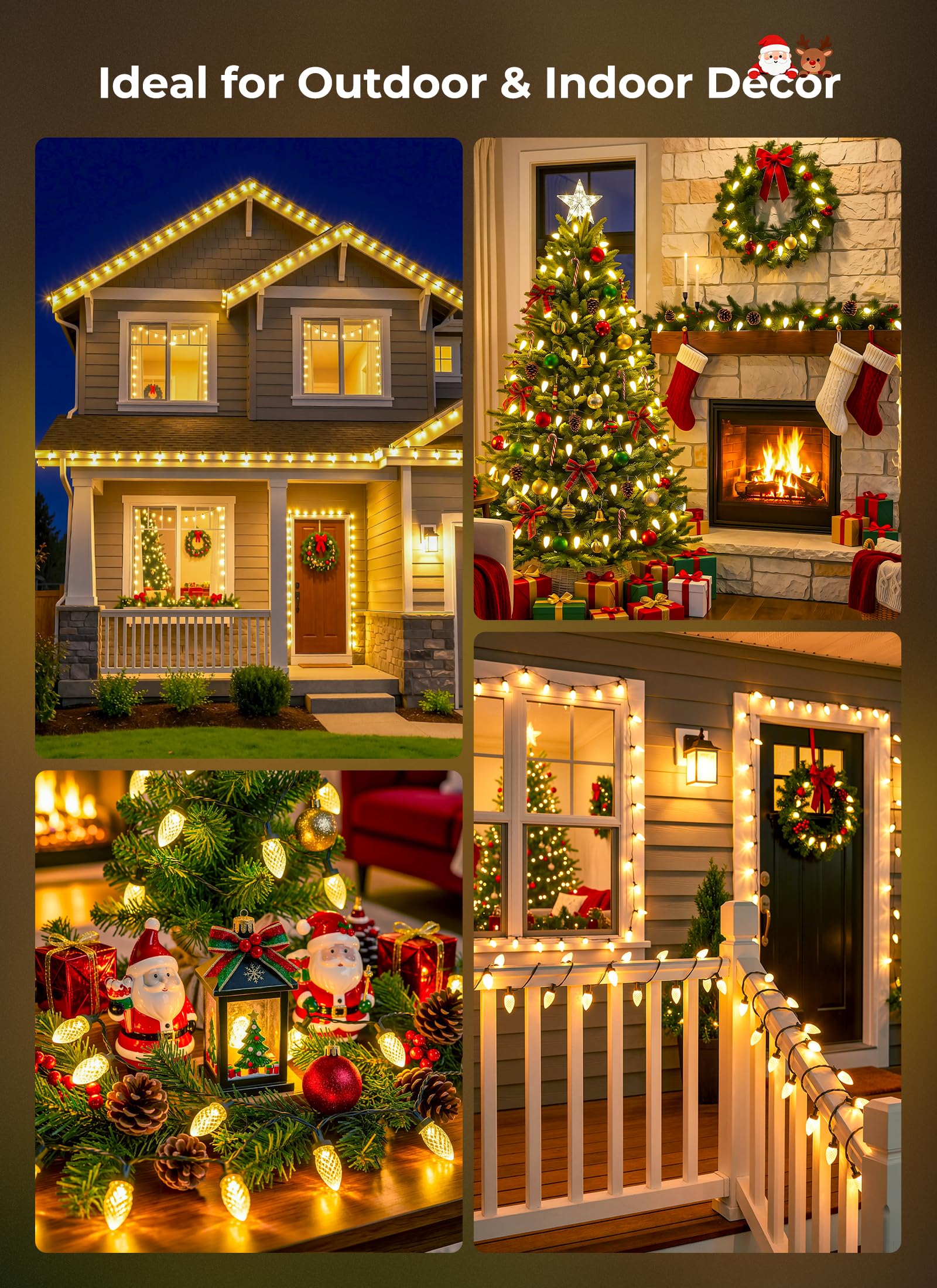 138ft 200 LED C9 Strawberry Solar Christmas String Lights Outdoor, Warm White, Timer & 8 Modes