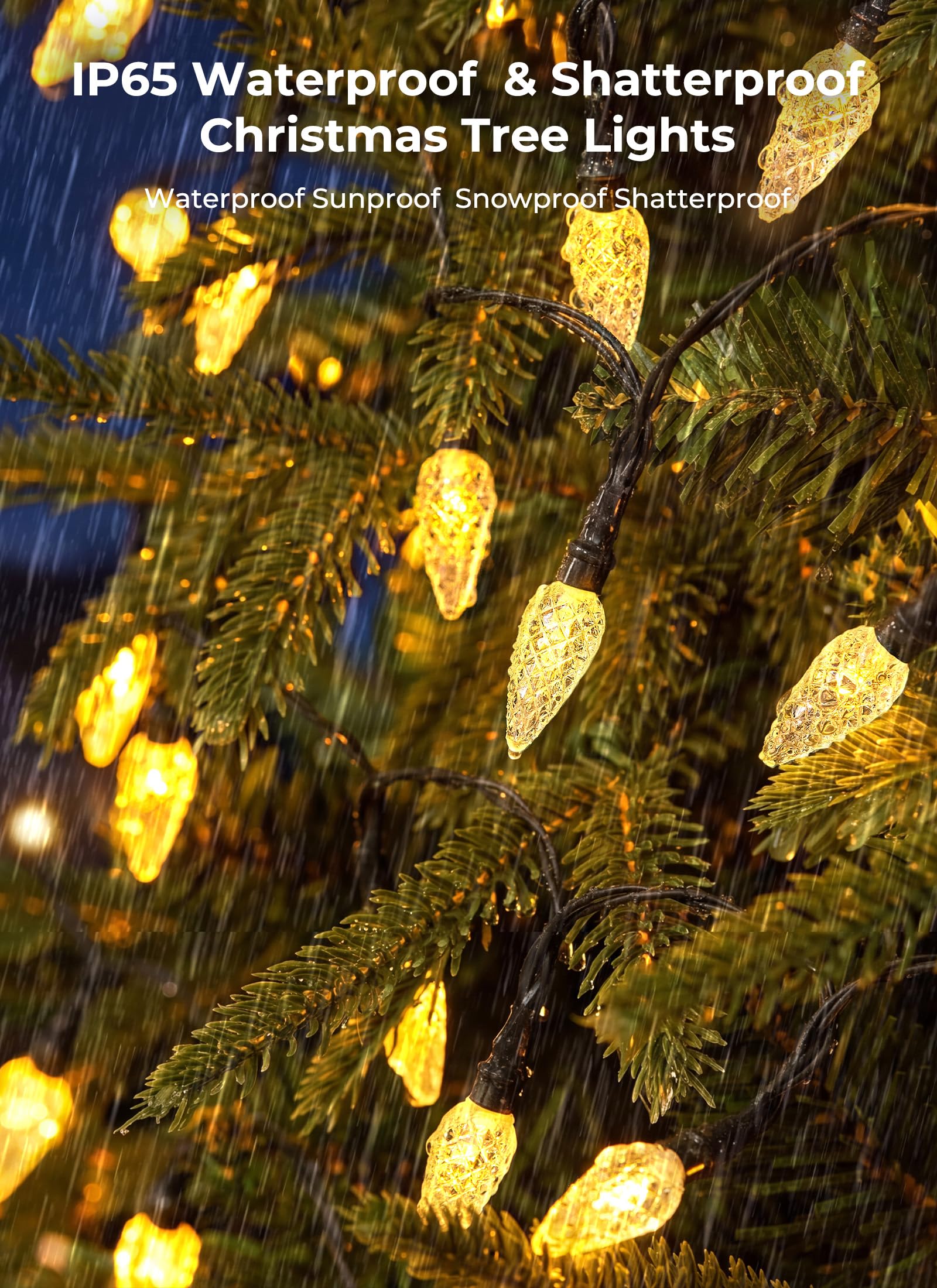 Brightown 4 Pack Battery Xmas String Lights,16.5FT Warm White,8 Modes Timer