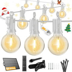 Brightown 108FT 52LED Solar String Lights Outdoor, Remote & USB Port, Shatterproof Bulb