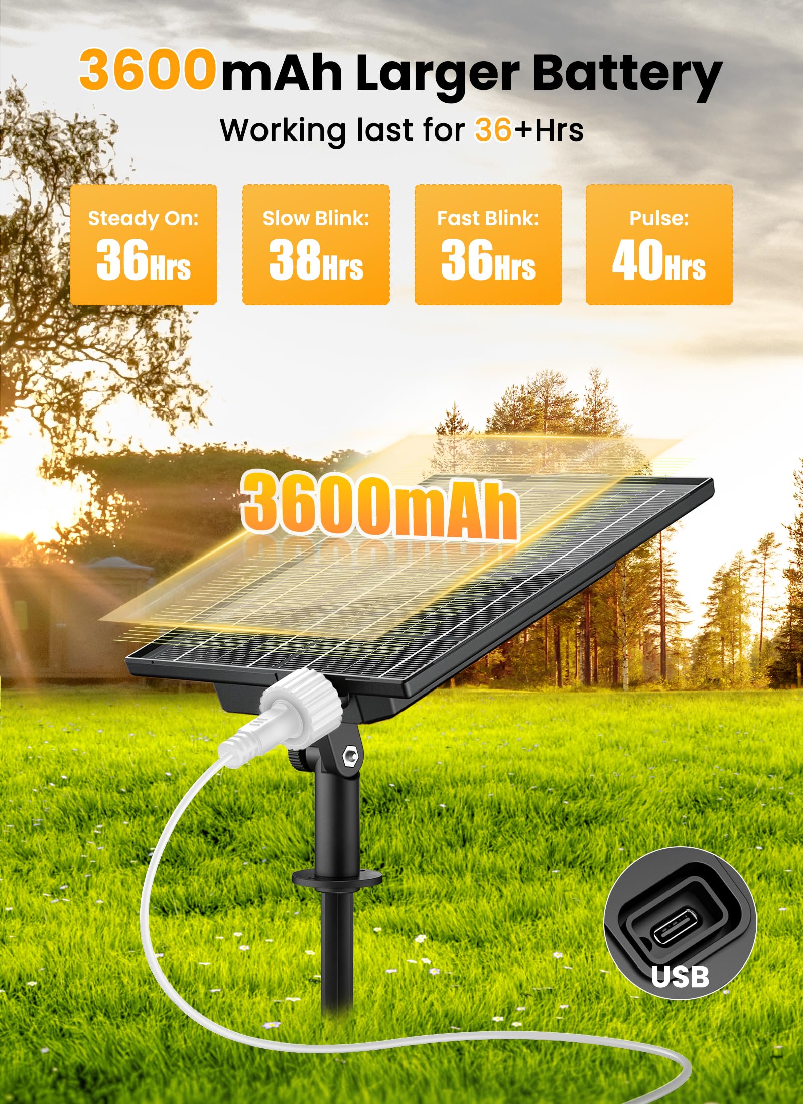 Brightown 108FT 52LED Solar String Lights Outdoor, Remote & USB Port, Shatterproof Bulb