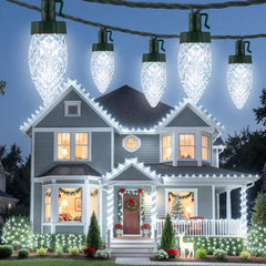 Brightown 300 LED C9 Xmas String Lights,195FT Pure White,8 Modes Timer