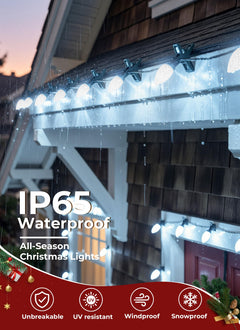 Brightown 300 LED C9 Xmas String Lights,195FT Pure White,8 Modes Timer