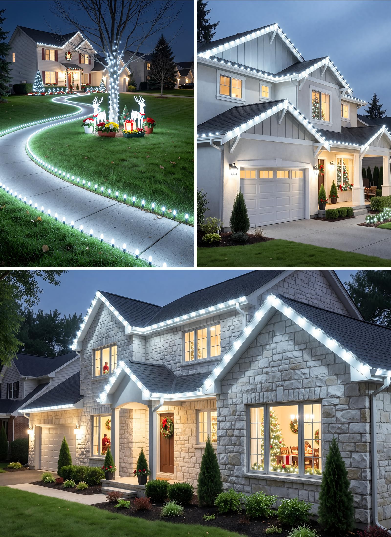 Brightown 300 LED C9 Xmas String Lights,195FT Pure White,8 Modes Timer