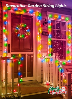 2 Pack Total 144ft 400 LED Solar Powered String Lights Outdoor for Christmas, Multicolor, 8 Modes