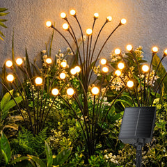 4 Pack 32 LED Firefly Solar Powered Stake Lights for Garden Yard Pathway,Warm White