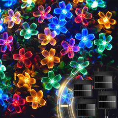 4 Pack 60 LED Flowers Solar String Lights for Garden Yard Fence Patio, Multicolor