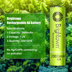 16 Pack AA 2000mAh and 16 Pack AAA 1000mAh Rechargeable Batteries, 1.2V NiMH High Capacity