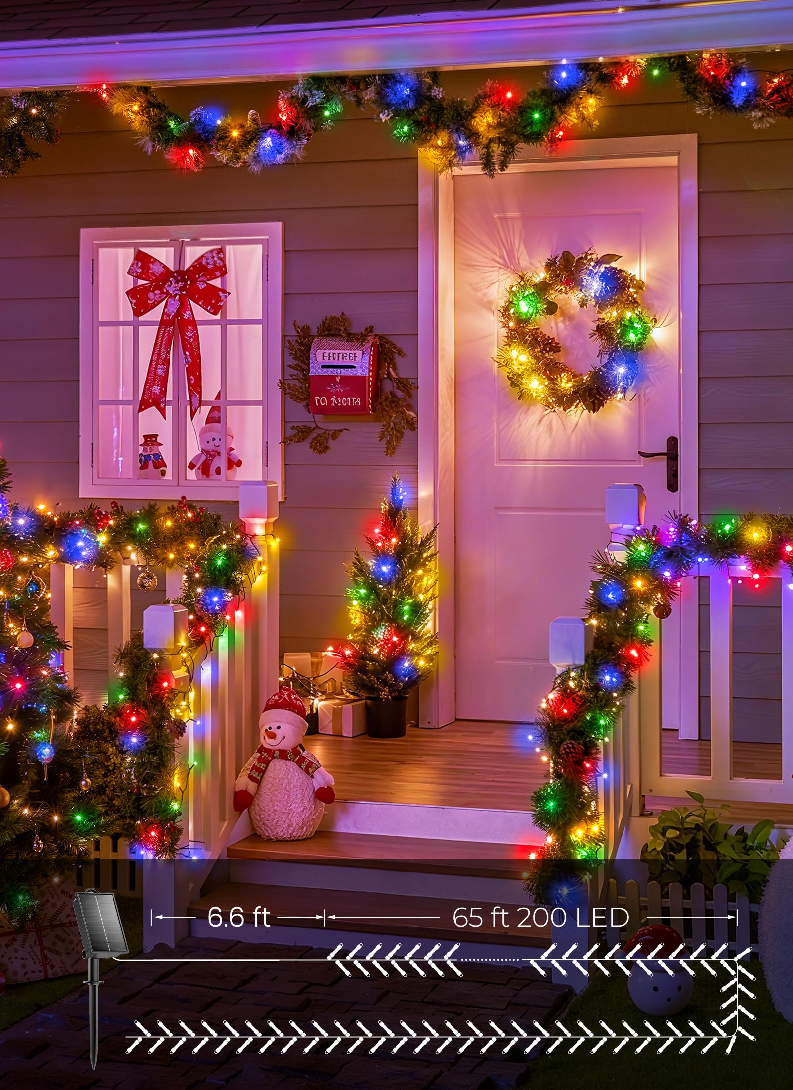 2 Pack Total 144ft 400 LED Solar Powered String Lights Outdoor for Christmas, Multicolor, 8 Modes