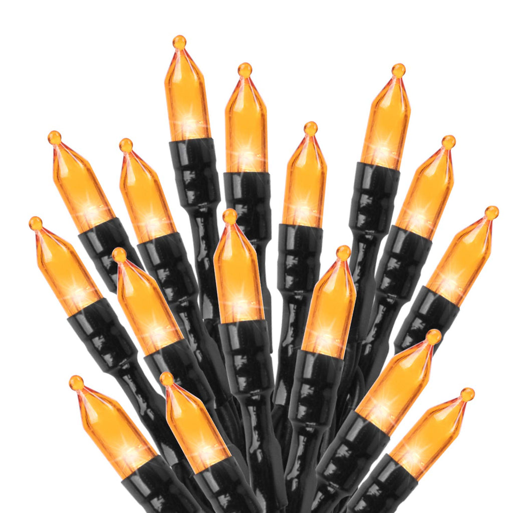 33 Feet / 100 LED / Orange / Black Wire