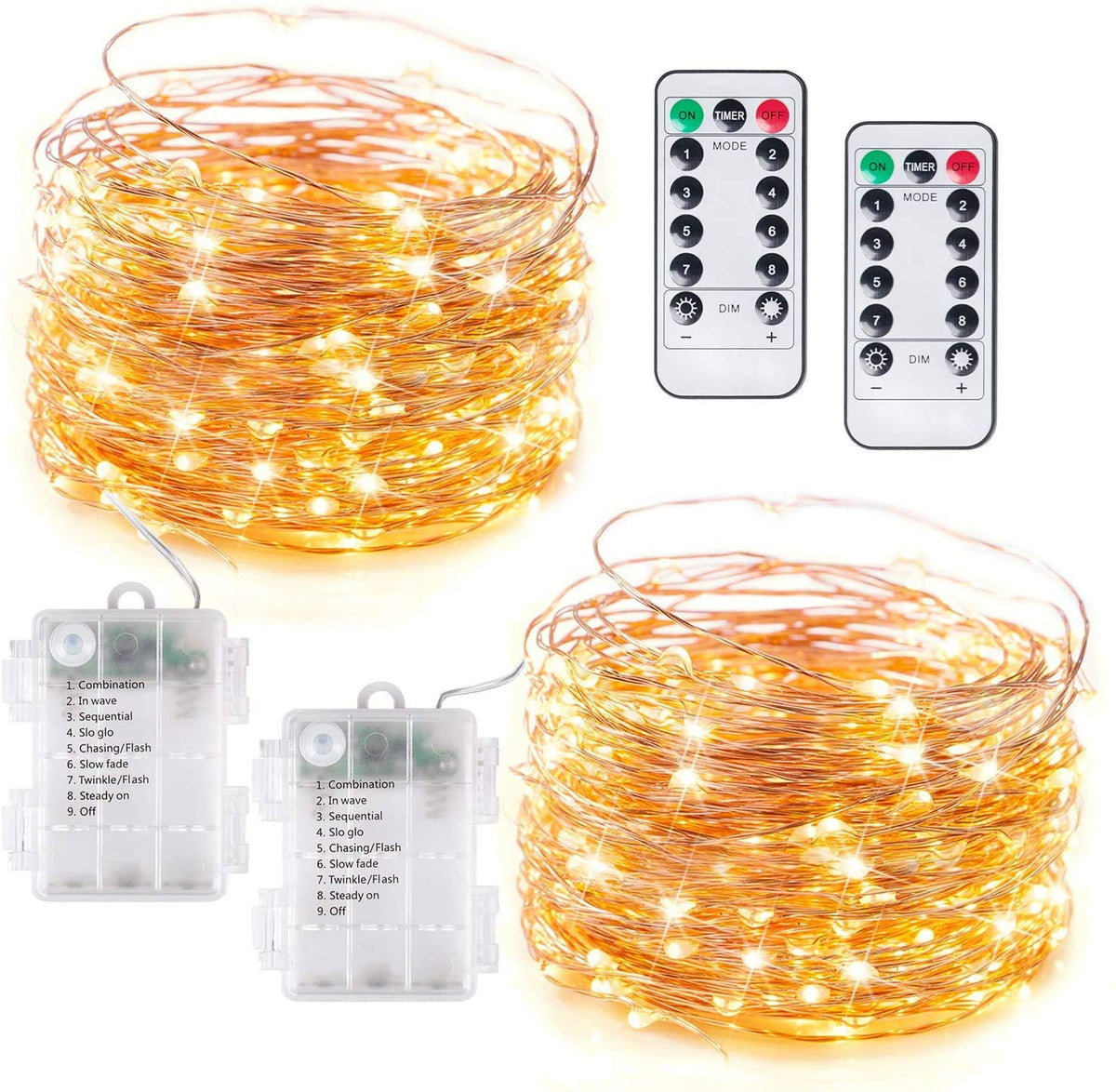 Fairy Lights with Remote, AA Battery Operated, 2 Pack