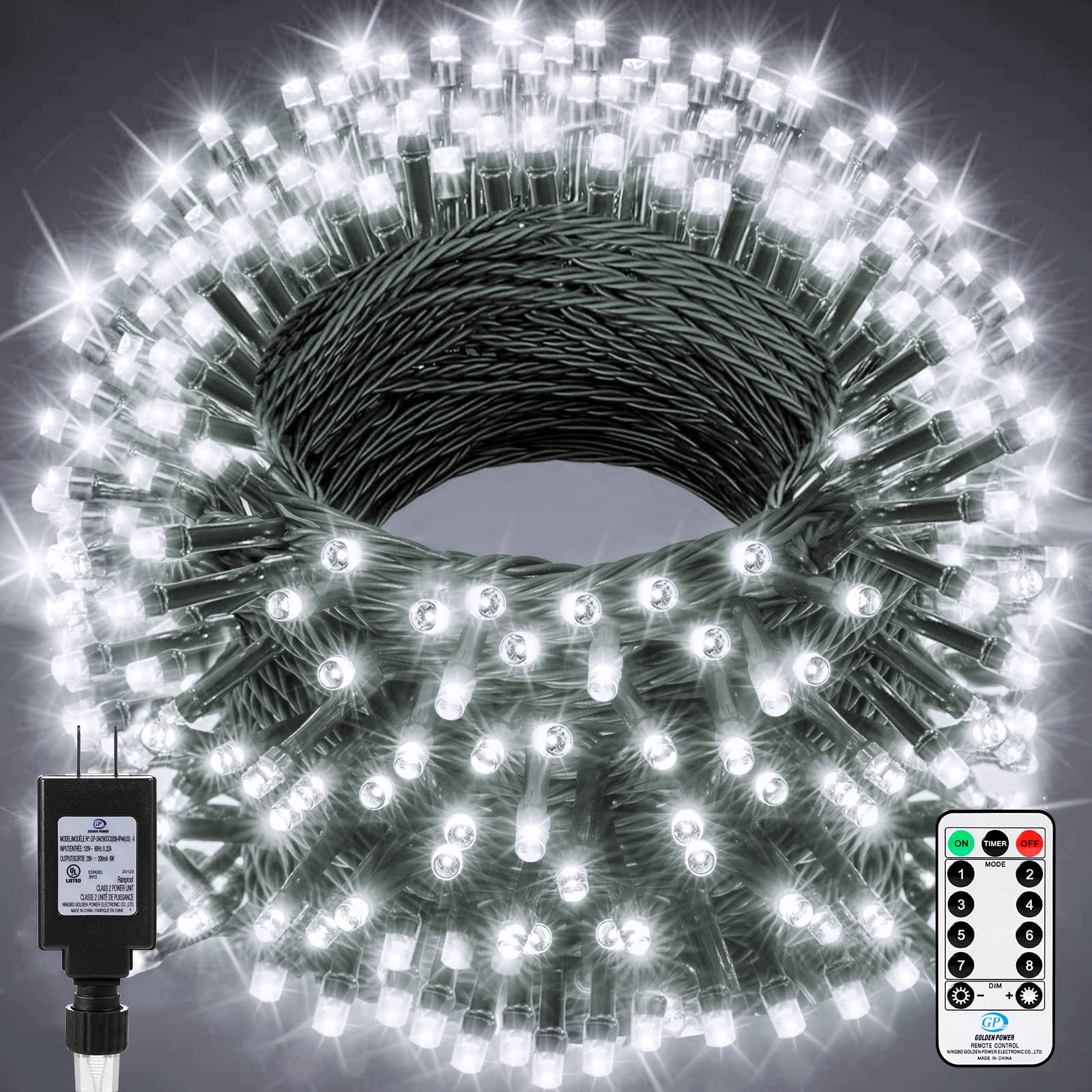 168 Feet / 600 LED / Pure White / Green Wire