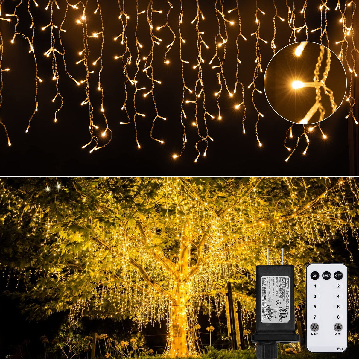 19.6 Feet / 54 Drops / 306 LED / Warm White