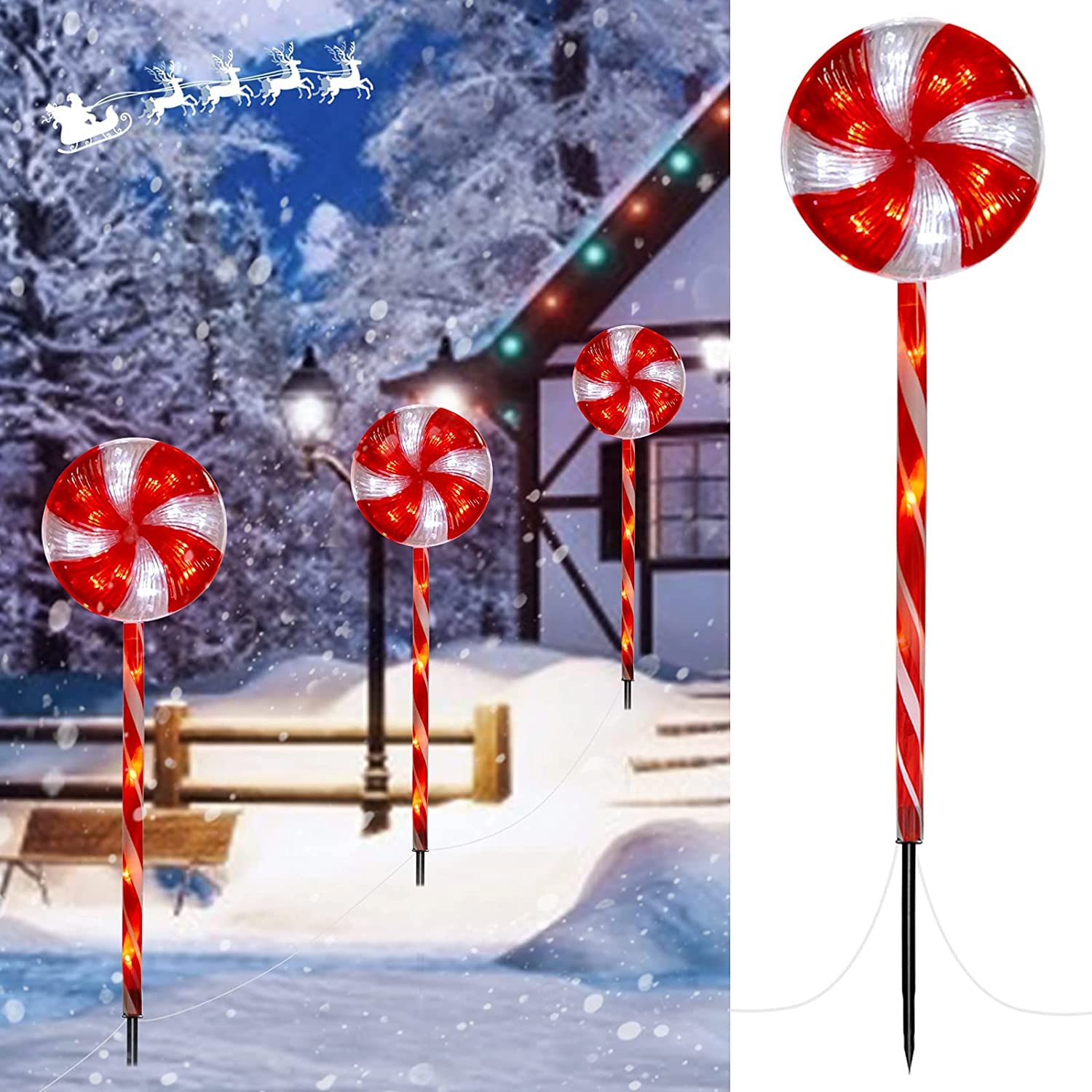 2 Pack / 15.8 Feet / 3 Lollipop Lights / 60 LED