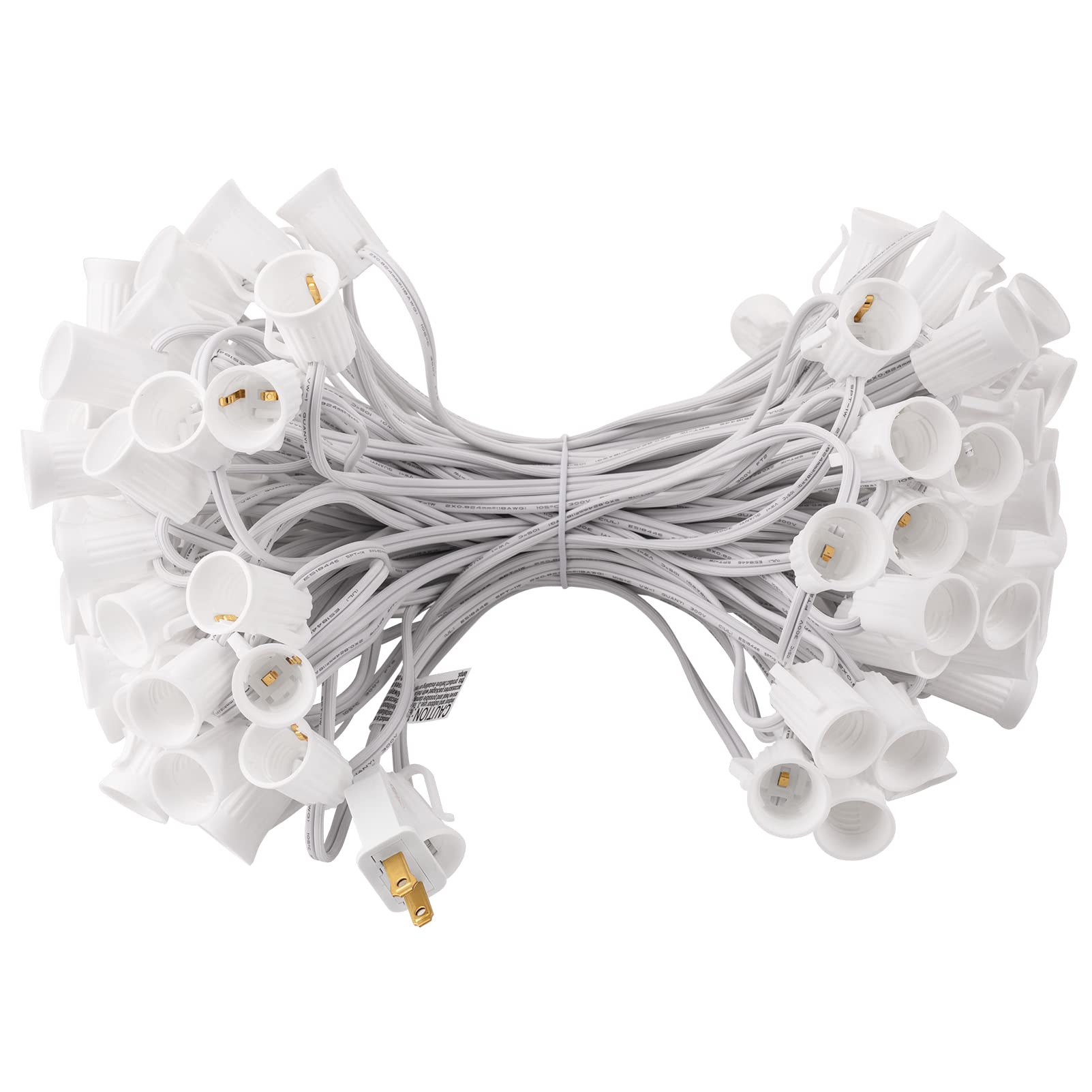 1 x 50 Feet / 50 Sockets / White Wire