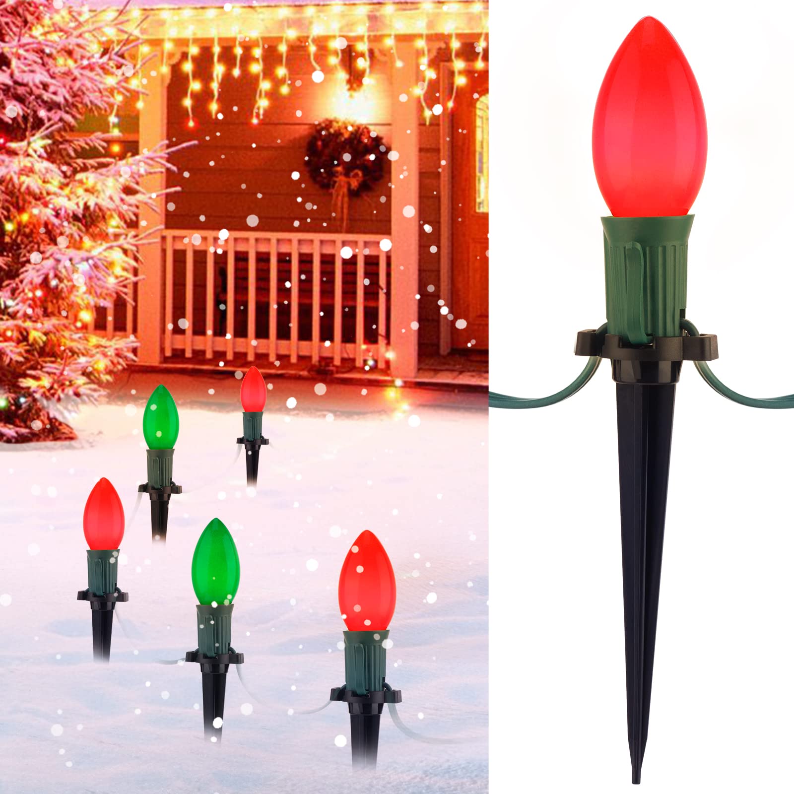1 x 25.7 Feet / 20 ClearBulbs / Ceramic Red and Green