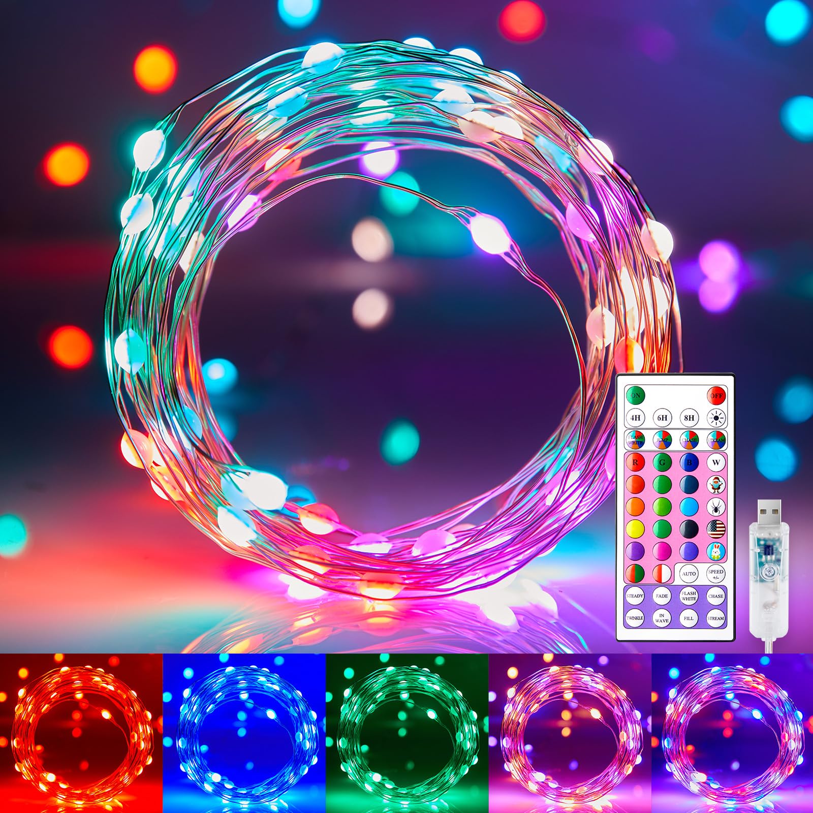 33 Feet / 100 LED / 9 Colors / 22 Modes