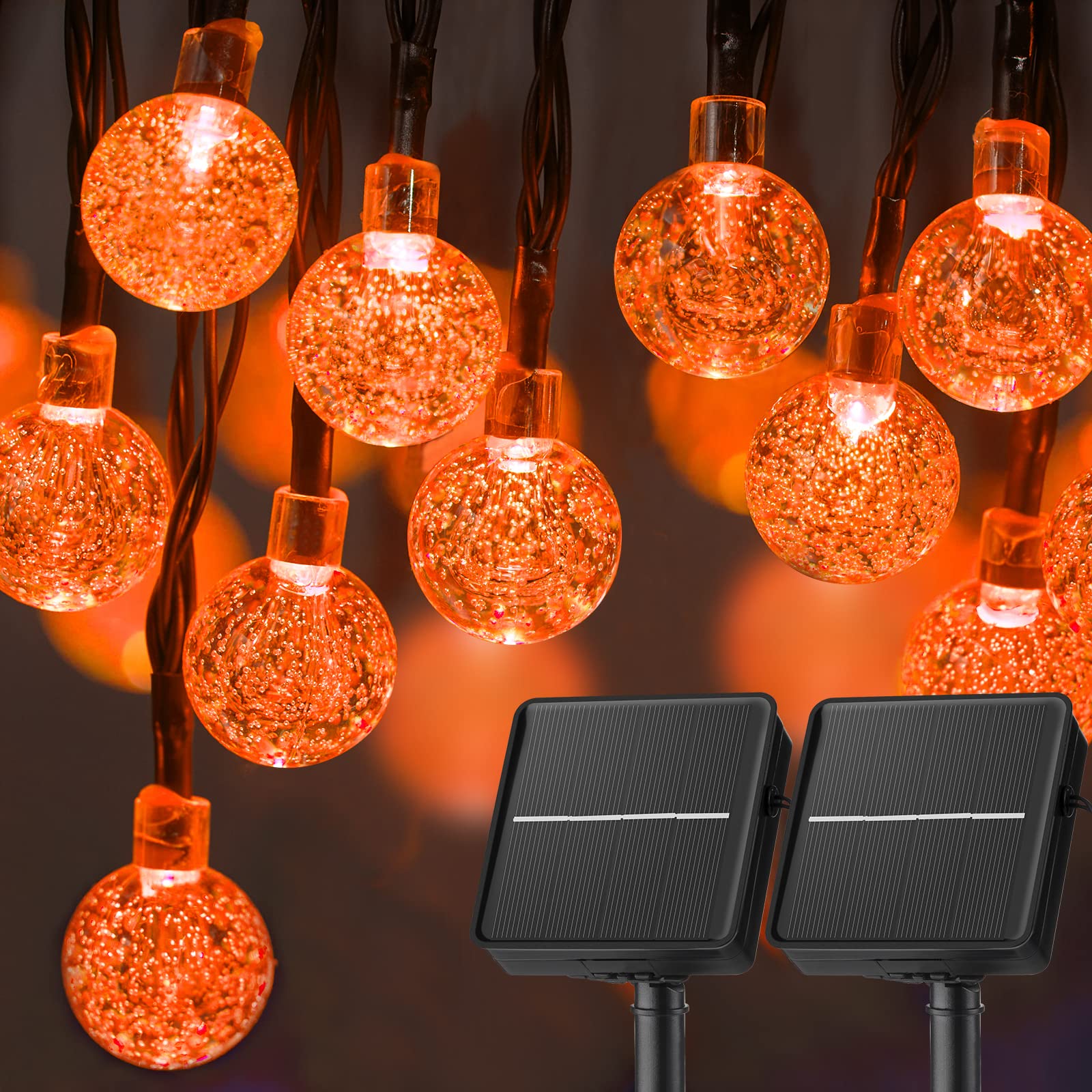 2 x 35 Feet / 60 LED / Crystal Globe / Orange