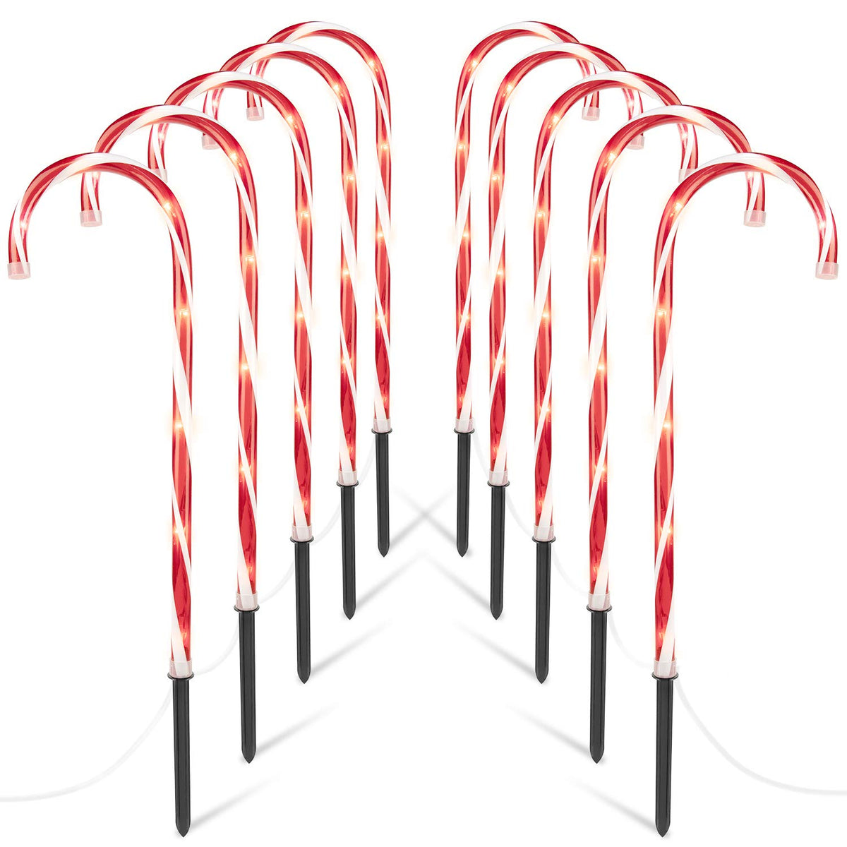 28 Inches / 10 Candy Canes / Warm White / Electric Plug