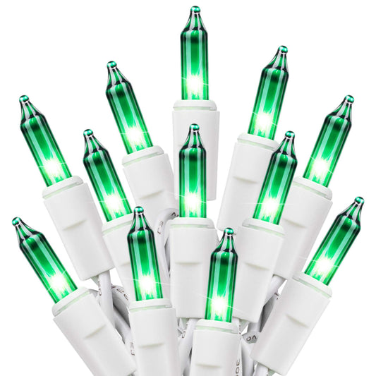 1 x 25 Feet / 100 Bulbs / Green / White Wire