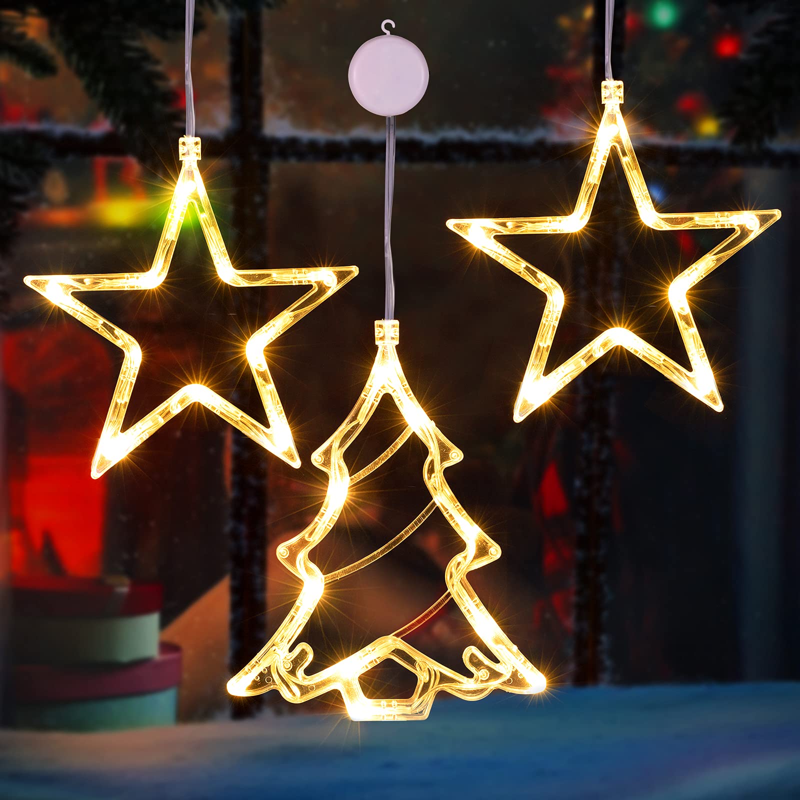 Christmas Window Silhouette Lights, 3PCs Battery Operated