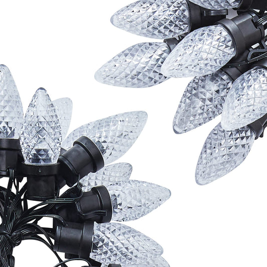 Christmas C9 Strawberry LED String Lights on Black Wire, No Plug, Extendable