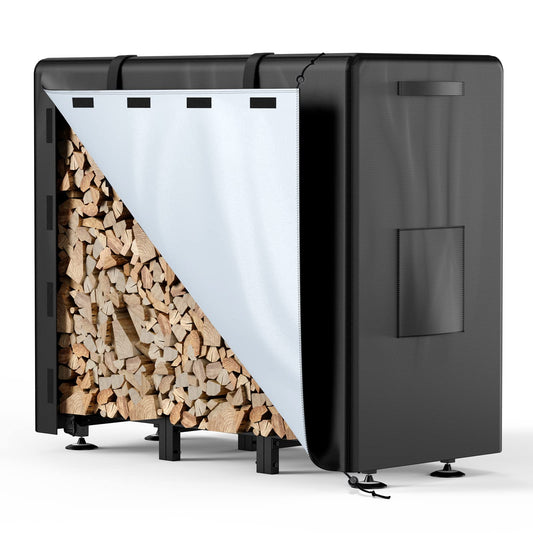 Firewood Rack Outdoor with Cover, 4 Feet