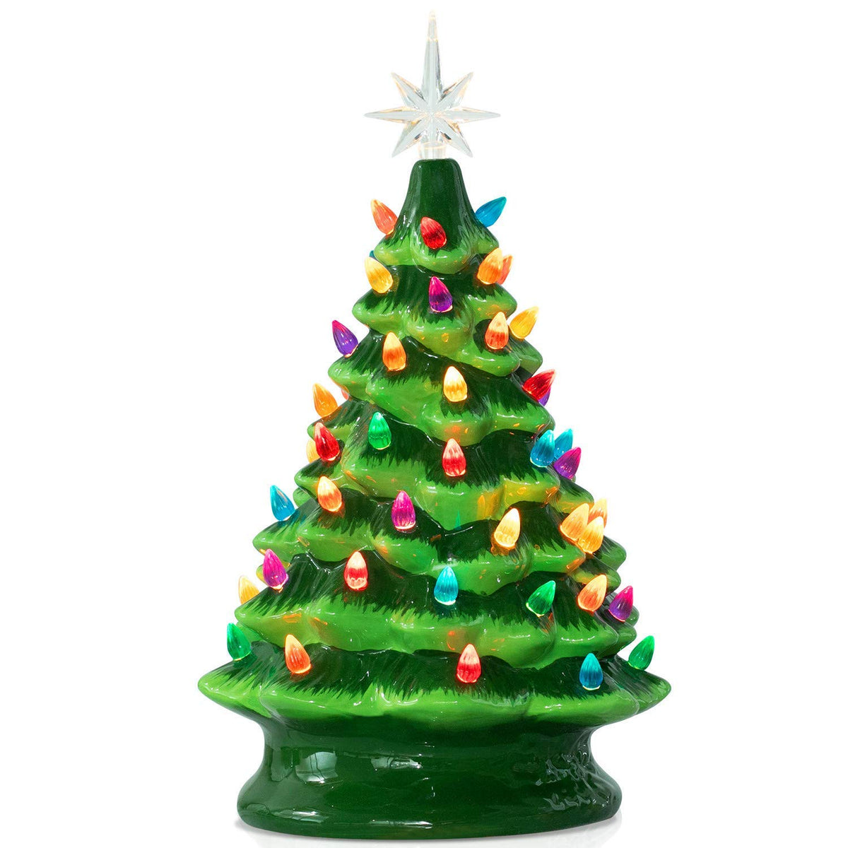 Christmas Ceramic Tree Lights, Plug in, Tabletop Decoration