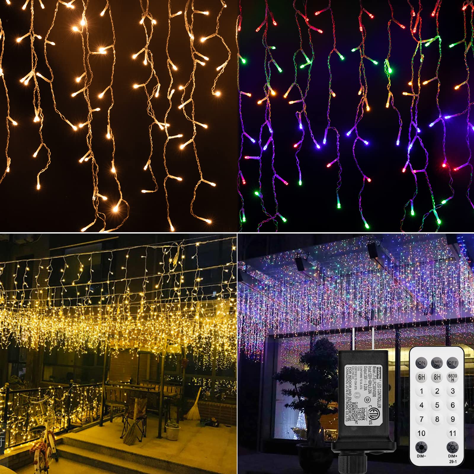40 Feet / 108 Drops / 612 LED / Warm White and Multicolor
