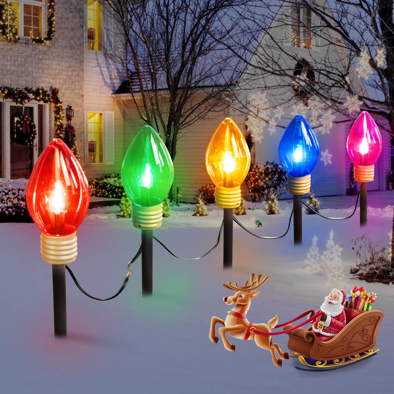 2 Pack / 8.5 Feet / 5 LED Bulbs / Multicolor