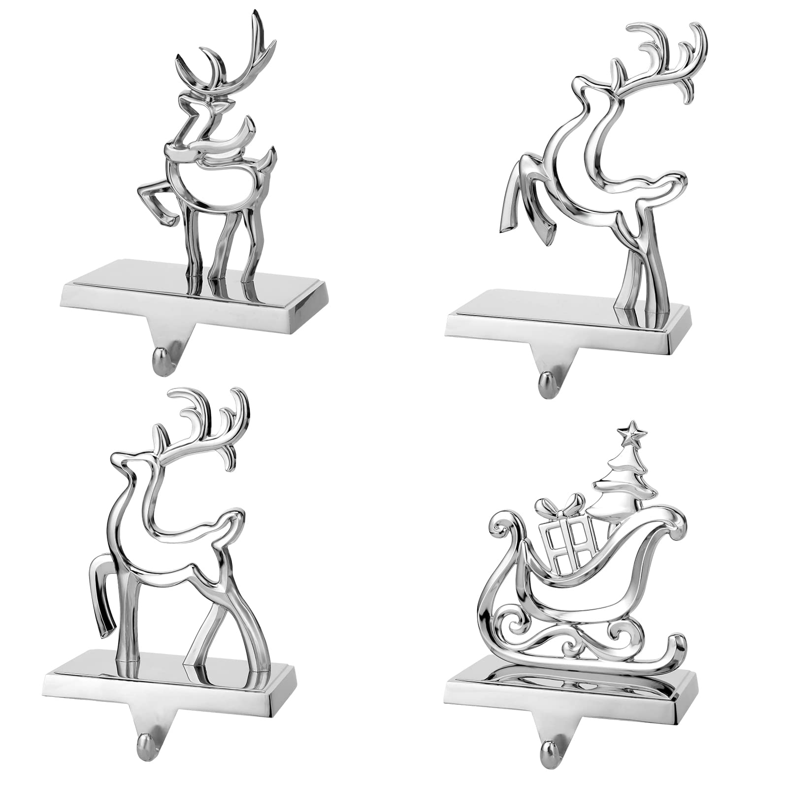 4 Holder / Reindeer & Pinetree Car / Silver