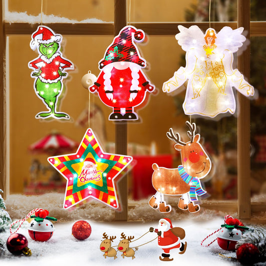 Christmas Window Silhouette Lights, 5PCs Battery Operated