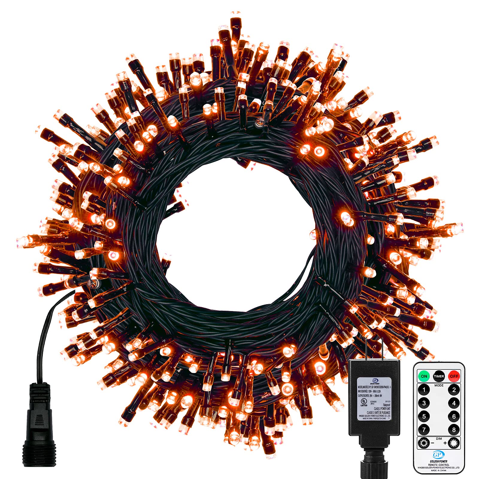 66 Feet / 200 LED / Orange / Black Wire