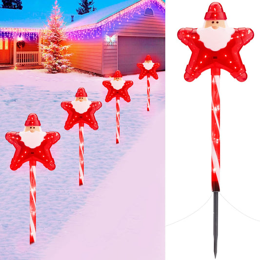 15.8 Feet / 4 Santa Star Lights / Twinkle