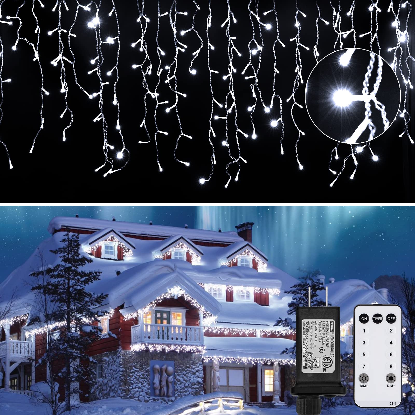 19.6 Feet / 54 Drops / 306 LED / Pure White