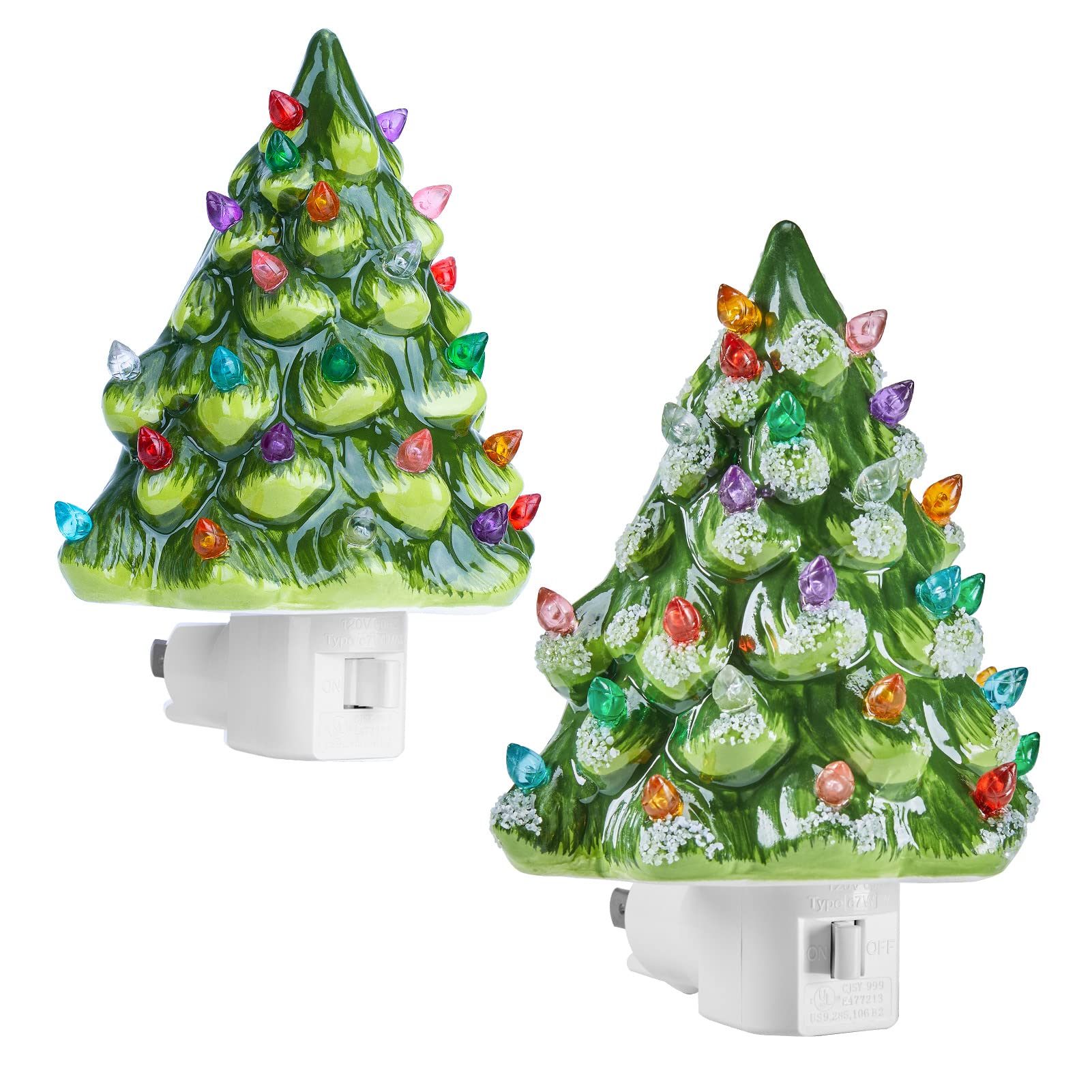 Christmas Ceramic Tree Night Light, Wall Plug