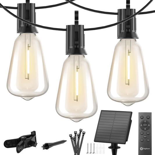 Solar ST38 Vintage LED Bulb String Lights, 3 Modes