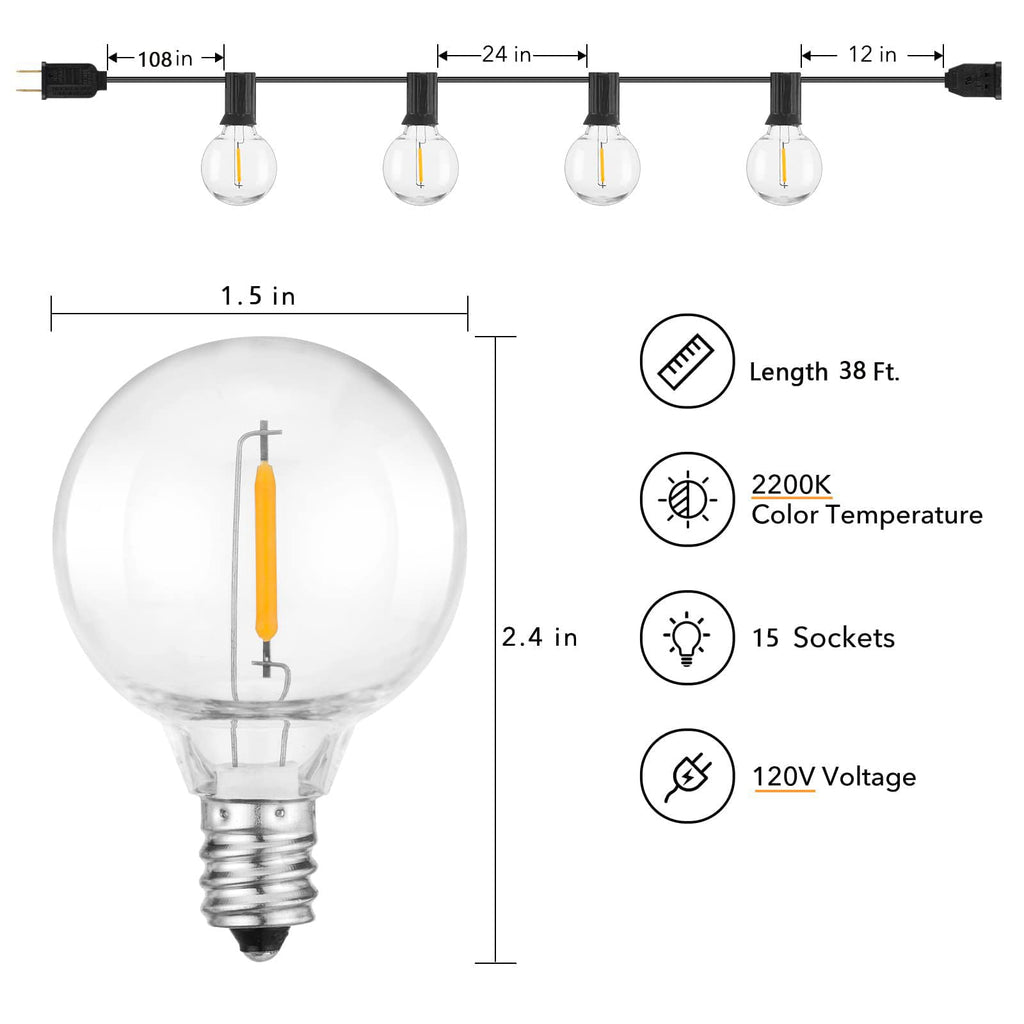 38 Feet / 15 LED / Warm White