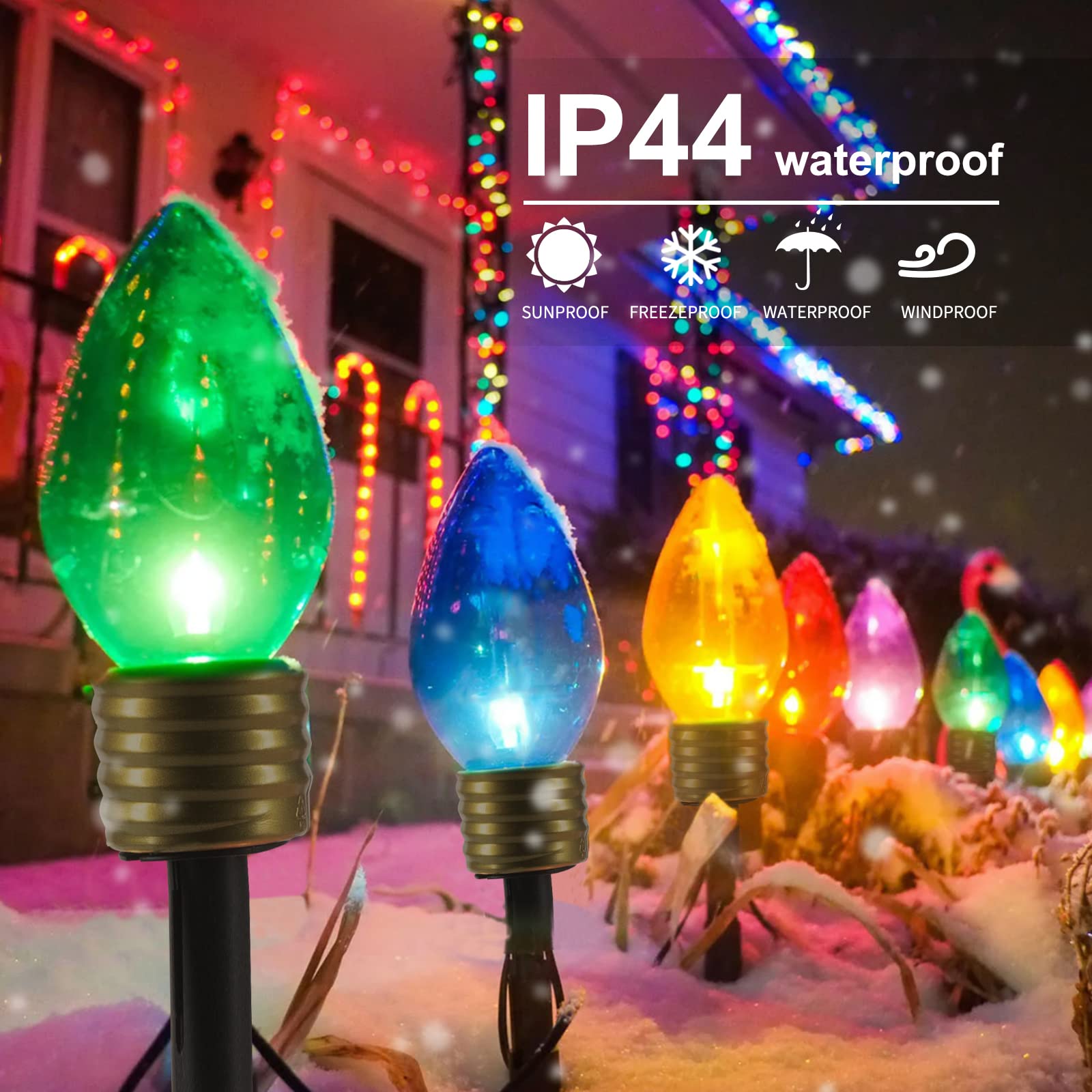 2 Pack / 8.5 Feet / 5 LED Bulbs / Multicolor