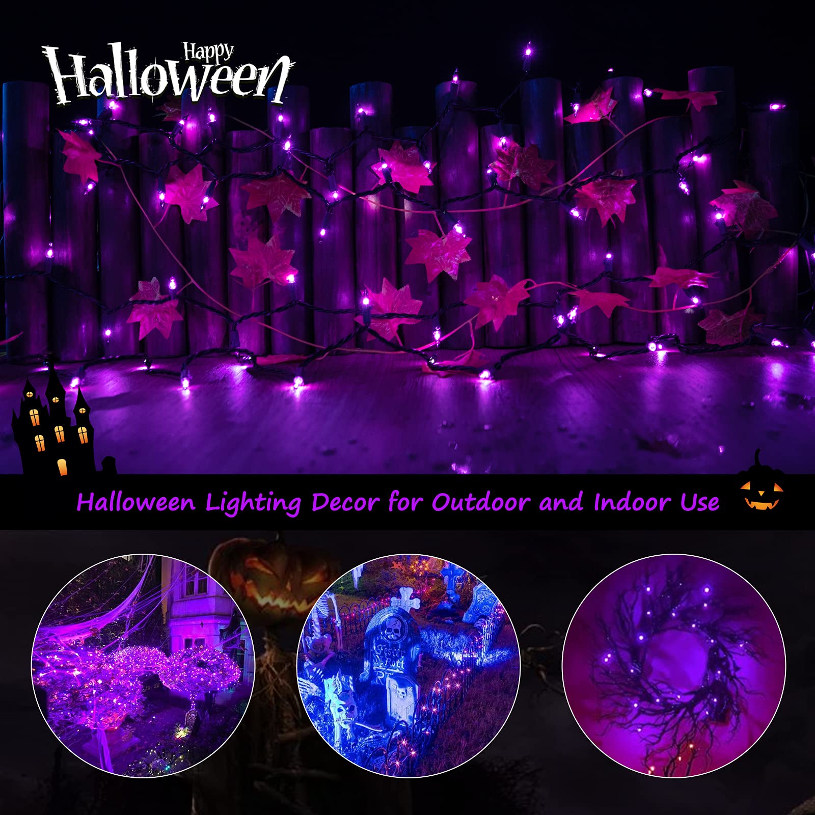 2 x 25 Feet / 100 Bulbs / Clear Purple