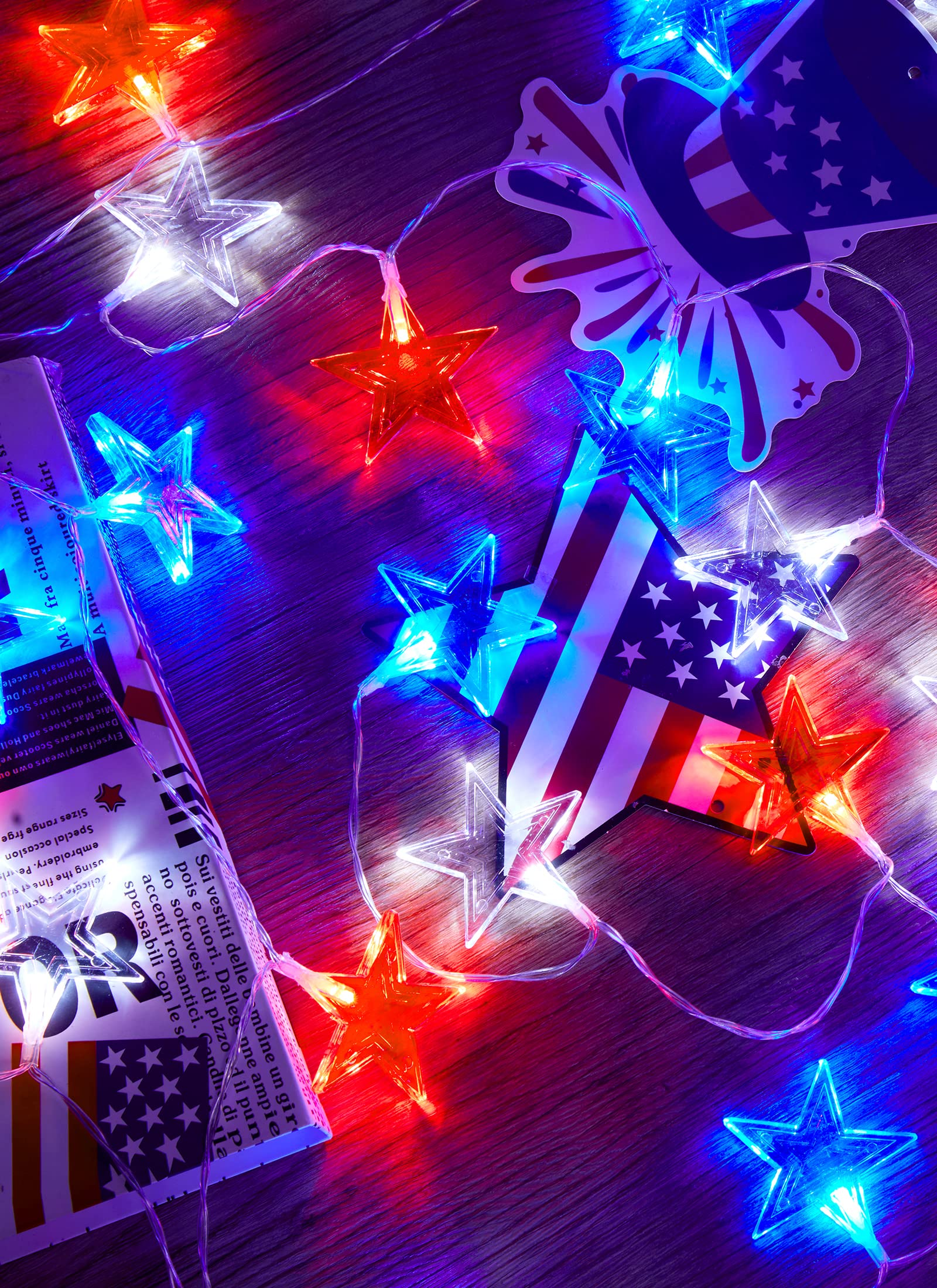 Star String Lights, AA Battery operated, Independence Day